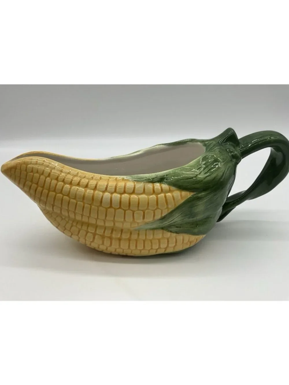 Samware Vintage Majolica Yellow Corn Gravy Boat and Underplate Retro 1970's 1980